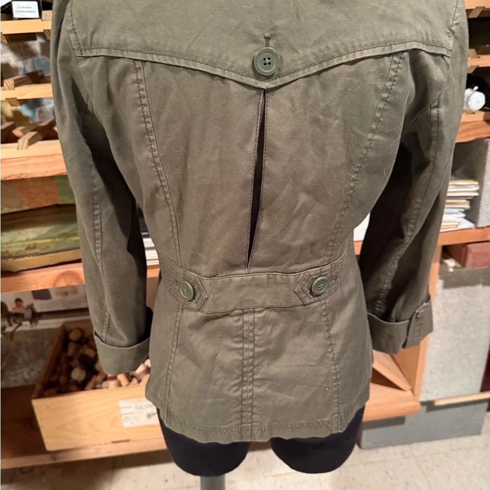 LOFT Olive Utility Button-Front Jacket